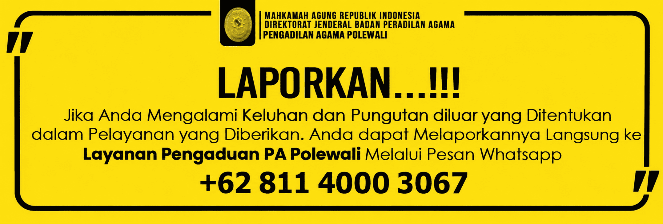 Banner Pengaduan PA Plw
